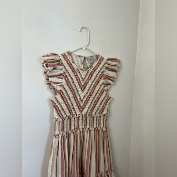 Saylor Tulsi dress multi pastel color striped print smocked ruffled small - Picture 3 of 8